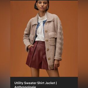 NWOT Anthropologie Utility Sweater Shirt Jacket Sz M.